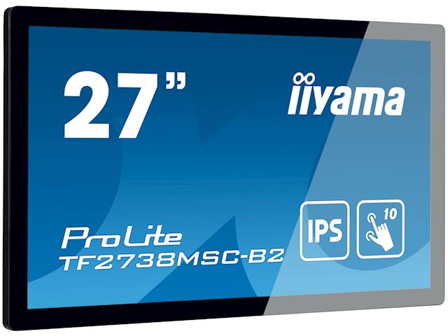 iiyama ProLite monitor TF2738MSC-B2 27" Black, IPS, Full HD, Projective Capacitive 10pt touch, HDMI, Display Port image 2