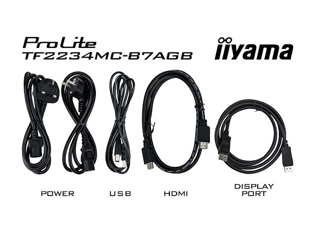 iiyama ProLite monitor TF2234MC-B7AGB 22", PCap touch through glass, 10pt touch, Anti-glare, HDMI, DP, 16:9, IPS, Scratch resistive, Anti-fingerprint coating image 9