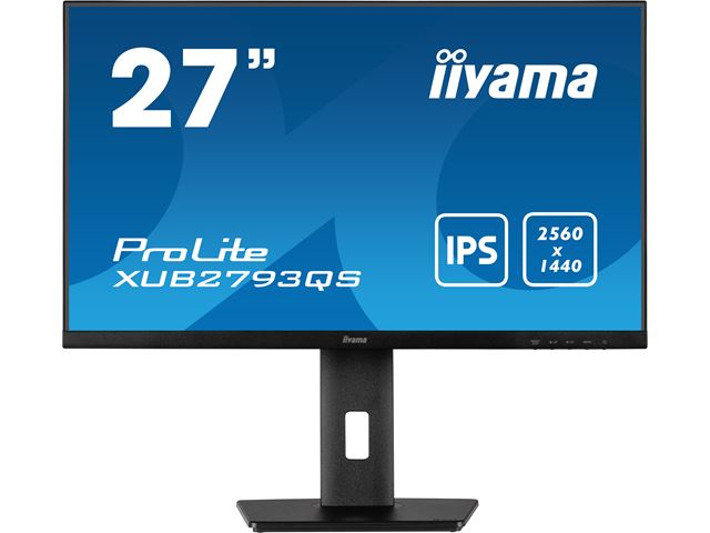 iiyama ProLite XUB2793QS-B1 height adjustable monitor, 3-side borderless, IPS, WQHD res, HDMI, DisplayPort, Flicker free and Blue light reducer  image 0