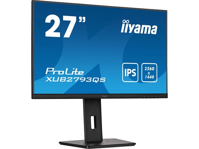 iiyama ProLite XUB2793QS-B1 height adjustable monitor, 3-side borderless, IPS, WQHD res, HDMI, DisplayPort, Flicker free and Blue light reducer  image 2