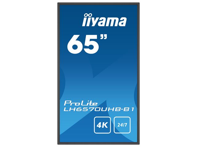 iiyama Prolite monitor LH6570UHB-B1 65" VA, Slim Bezel, 4K UHD, 24/7, Landscape/Portrait, 700cd/m2 brightness image 1