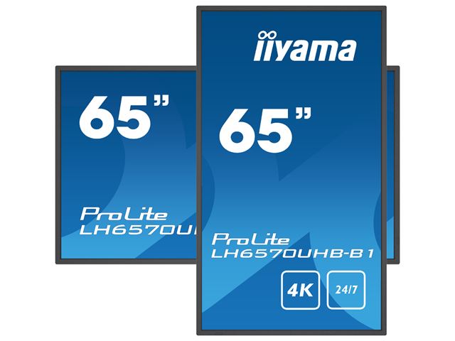 iiyama Prolite monitor LH6570UHB-B1 65" VA, Slim Bezel, 4K UHD, 24/7, Landscape/Portrait, 700cd/m2 brightness image 3