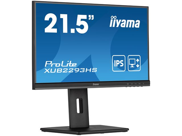 iiyama ProLite monitor XUB2293HS-B5 22" IPS panel, 3-side borderless design, height adjustable stand, HDMI, DP image 2