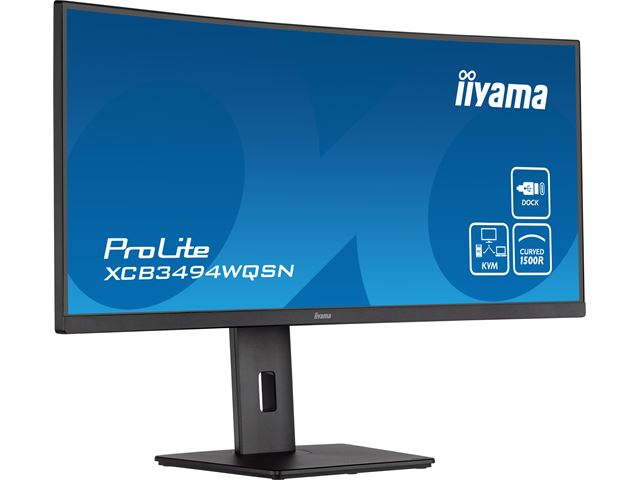 iiyama ProLite curved monitor XCB3494WQSN-B5 34" VA ultra-wide screen with KVM Switch and USB-C Dock, HDMI and Height Adjustment image 2