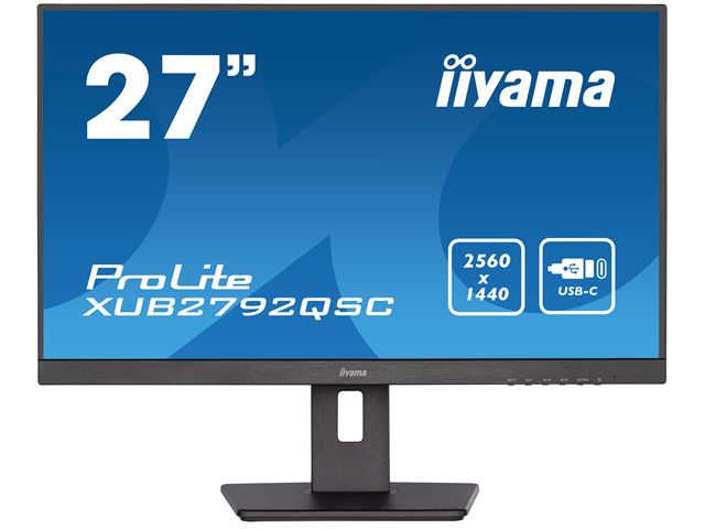 iiyama ProLite monitor XUB2792QSC-B5 27" IPS, 2560x1440, Ultra Slim Bezel, Black, HDMI, Display Port, USB-C Connectivity, Height Adjustable image 0