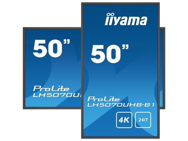 iiyama Prolite monitor LH5070UHB-B1 50" Digital Signage, VA, Slimline, 4K UHD, 700cd/m² brightness, 24/7, Landscape/Portrait, with Android OS image 3