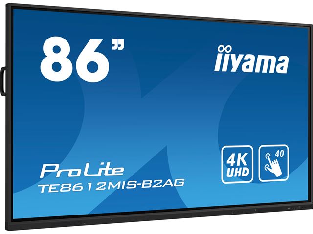 iiyama ProLite TE8612MIS-B2AG 86", 4k UHD, Infrared 40pt touch, PC slot, 24/7, VA, Anti-glare coating, 32GB internal memory, HDMI, USB-C, Android 11 OS image 1