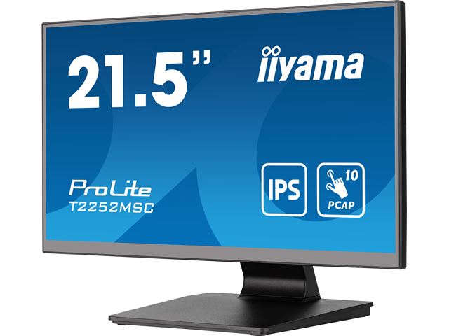 iiyama ProLite monitor T2252MSC-B2  22" Black, IPS, Full HD, Projective Capacitive 10pt touch, HDMI, Display Port image 4