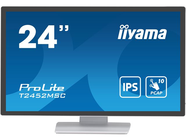 iiyama ProLite monitor T2452MSC-W1 24" White, IPS, Projective Capacitive 10pt touch, HDMI, Display Port, edge-to-edge glass, anti fingerprint coating image 0