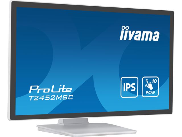 iiyama ProLite monitor T2452MSC-W1 24" White, IPS, Projective Capacitive 10pt touch, HDMI, Display Port, edge-to-edge glass, anti fingerprint coating image 2