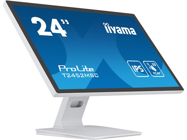 iiyama ProLite monitor T2452MSC-W1 24" White, IPS, Projective Capacitive 10pt touch, HDMI, Display Port, edge-to-edge glass, anti fingerprint coating image 3