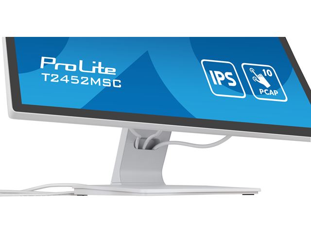 iiyama ProLite monitor T2452MSC-W1 24" White, IPS, Projective Capacitive 10pt touch, HDMI, Display Port, edge-to-edge glass, anti fingerprint coating image 10