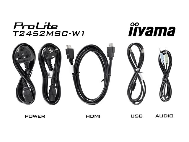 iiyama ProLite monitor T2452MSC-W1 24" White, IPS, Projective Capacitive 10pt touch, HDMI, Display Port, edge-to-edge glass, anti fingerprint coating image 12