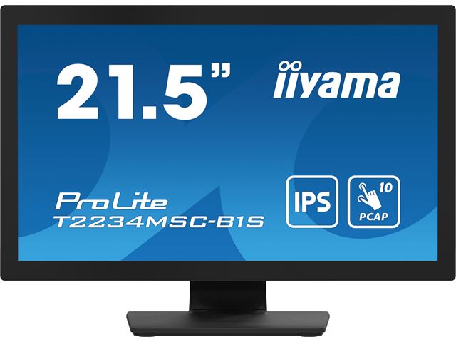 iiyama ProLite monitor T2234MSC-B1S 22", Projective Capacitive 10pt touch, HDMI, DisplayPort, 16:9, IPS, Scratch resistive, Anti-fingerprint coating image 0
