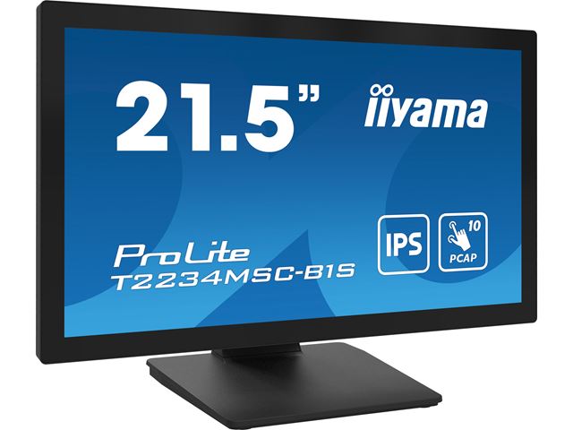 iiyama ProLite monitor T2234MSC-B1S 22", Projective Capacitive 10pt touch, HDMI, DisplayPort, 16:9, IPS, Scratch resistive, Anti-fingerprint coating image 1