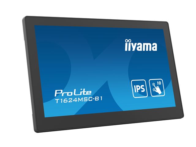 iiyama ProLite monitor T1624MSC-B1 15.6", IPS, Projective Capacitive 10pt touch,  HDMI, Media player, hinged stand image 2