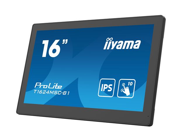 iiyama ProLite monitor T1624MSC-B1 15.6", IPS, Projective Capacitive 10pt touch,  HDMI, Media player, hinged stand image 4