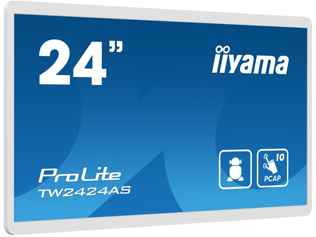 iiyama ProLite TW2424AS-W1, 24” IPS, White, Full HD PCAP 10pt touch screen with Android and anti glare coating image 1