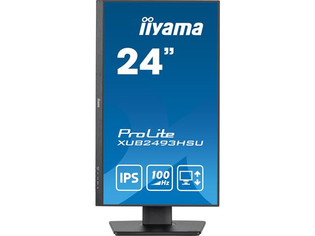 iiyama ProLite monitor XUB2493HSU-B6 24", IPS, 100hz, Height Adjustable, Black, Ultra Slim Bezel, HDMI, DisplayPort, Blue light reducer, Flicker free image 1