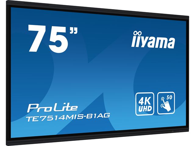 iiyama ProLite monitor TE7514MIS-B1AG 75", 4k UHD, Infrared 50pt touch, Anti-glare coating, VA, HDMI, features Note, Browser & Cloud Drive, iiWare 11 image 1