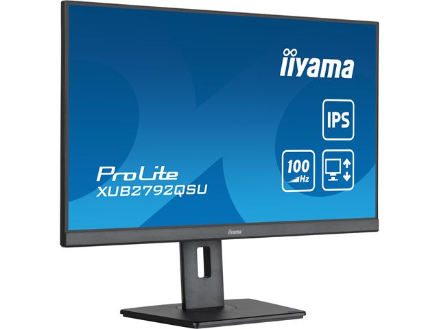 iiyama ProLite monitor XUB2792QSU-B6 27" IPS, 2560x1440, FreeSync, 100hz, 3-side borderless, Black, HDMI, Display Port, USB Hub, Height Adjustable image 3