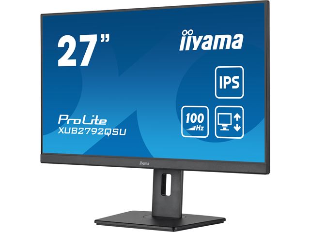 iiyama ProLite monitor XUB2792QSU-B6 27" IPS, 2560x1440, FreeSync, 100hz, 3-side borderless, Black, HDMI, Display Port, USB Hub, Height Adjustable image 2