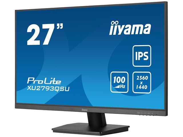 iiyama ProLite XU2793QSU-B6 monitor, 3-side borderless, IPS, WQHD res, HDMI, DisplayPort, Flicker free and Blue light reducer, 100 hz, USB hub image 3
