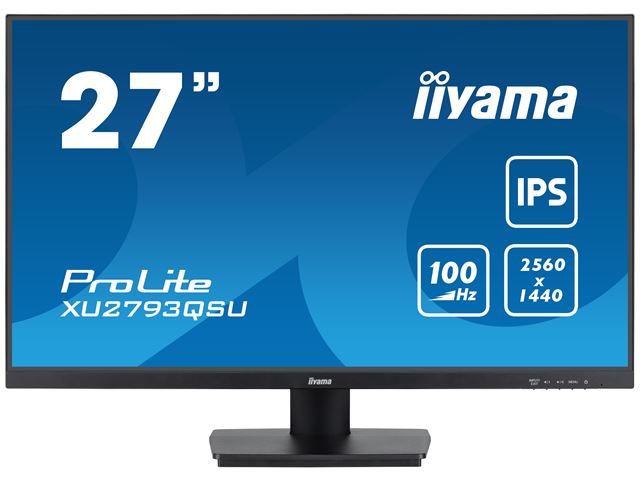 iiyama ProLite XU2793QSU-B6 monitor, 3-side borderless, IPS, WQHD res, HDMI, DisplayPort, Flicker free and Blue light reducer, 100 hz, USB hub image 0