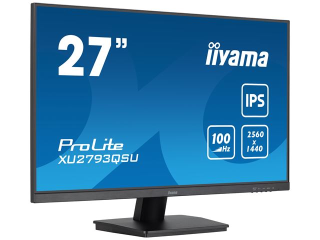 iiyama ProLite XU2793QSU-B6 monitor, 3-side borderless, IPS, WQHD res, HDMI, DisplayPort, Flicker free and Blue light reducer, 100 hz, USB hub image 2