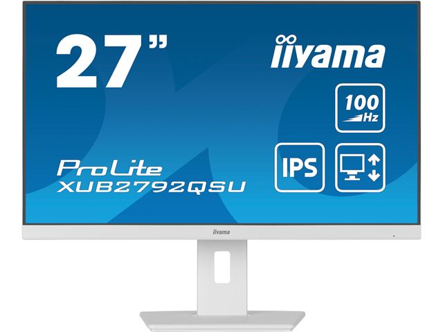 iiyama ProLite monitor XUB2792QSU-W6 27" IPS, 2560x1440, FreeSync, 3-side borderless, White, HDMI, Display Port, USB Hub, Height Adjustable, 100 hz image 0
