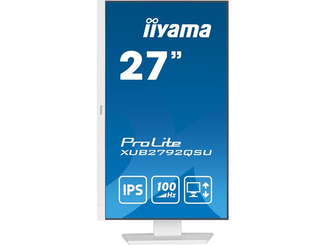 iiyama ProLite monitor XUB2792QSU-W6 27" IPS, 2560x1440, FreeSync, 3-side borderless, White, HDMI, Display Port, USB Hub, Height Adjustable, 100 hz image 1