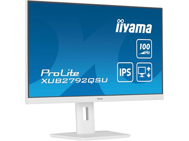 iiyama ProLite monitor XUB2792QSU-W6 27" IPS, 2560x1440, FreeSync, 3-side borderless, White, HDMI, Display Port, USB Hub, Height Adjustable, 100 hz image 3