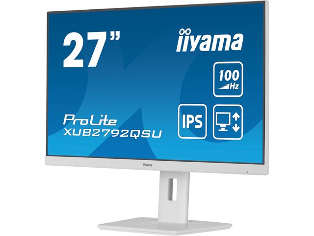 iiyama ProLite monitor XUB2792QSU-W6 27" IPS, 2560x1440, FreeSync, 3-side borderless, White, HDMI, Display Port, USB Hub, Height Adjustable, 100 hz image 4