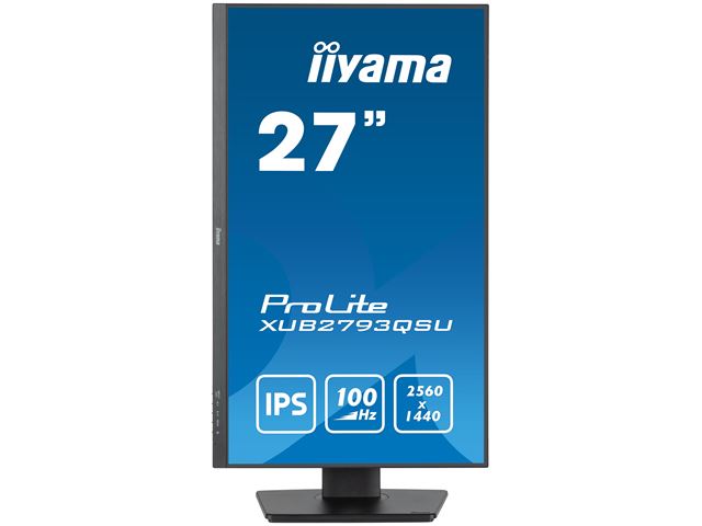iiyama ProLite XUB2793QSU-B6 monitor, Height Adjustable, 3-side borderless, IPS, WQHD res, HDMI, DisplayPort, Flicker free and Blue light reducer, 100 hz, USB hub image 1