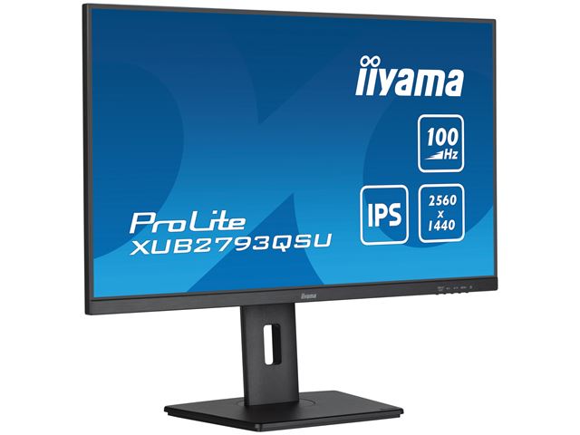 iiyama ProLite XUB2793QSU-B6 monitor, Height Adjustable, 3-side borderless, IPS, WQHD res, HDMI, DisplayPort, Flicker free and Blue light reducer, 100 hz, USB hub image 3