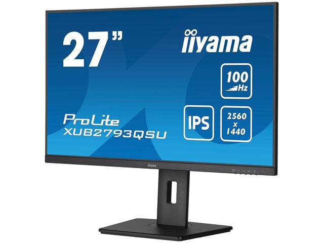 iiyama ProLite XUB2793QSU-B6 monitor, Height Adjustable, 3-side borderless, IPS, WQHD res, HDMI, DisplayPort, Flicker free and Blue light reducer, 100 hz, USB hub image 4