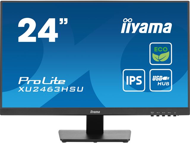 iiyama ProLite monitor ECO XU2463HSU-B1 24" IPS, Full HD, Black, Ultra Slim Bezel, HDMI, Display Port, USB Hub with B energy class image 0