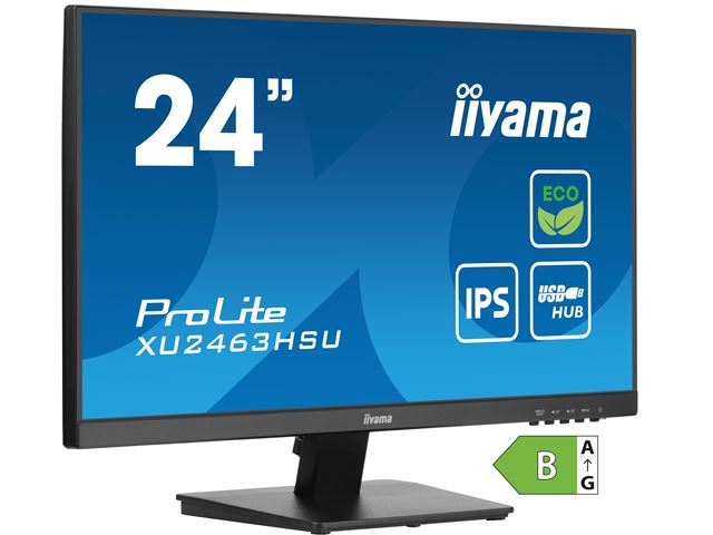 iiyama ProLite monitor ECO XU2463HSU-B1 24" IPS, Full HD, Black, Ultra Slim Bezel, HDMI, Display Port, USB Hub with B energy class image 1