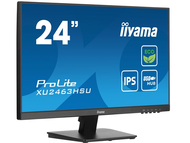 iiyama ProLite monitor ECO XU2463HSU-B1 24" IPS, Full HD, Black, Ultra Slim Bezel, HDMI, Display Port, USB Hub with B energy class image 2