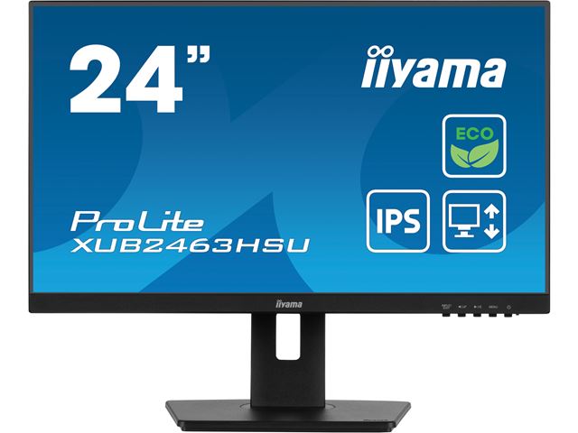 iiyama ProLite monitor ECO XUB2463HSU-B1 24" IPS, Height Adjustable, Full HD, Black, Ultra Slim Bezel, HDMI, Display Port, USB Hub with B energy class image 0