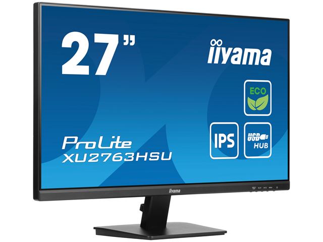 iiyama ProLite monitor ECO XU2763HSU-B1 27" IPS, Full HD, Black, Ultra Slim Bezel, HDMI, Display Port, USB Hub with B energy class image 3