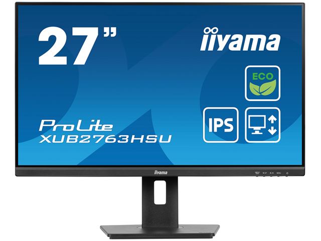 iiyama ProLite monitor ECO XUB2763HSU-B1 27" Height Adjustable, IPS, Full HD, Black, Ultra Slim Bezel, HDMI, Display Port, USB Hub with B energy class image 0