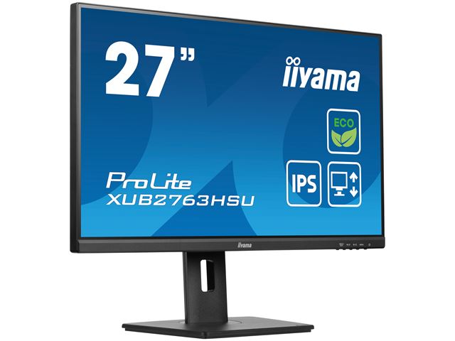 iiyama ProLite monitor ECO XUB2763HSU-B1 27" Height Adjustable, IPS, Full HD, Black, Ultra Slim Bezel, HDMI, Display Port, USB Hub with B energy class image 3