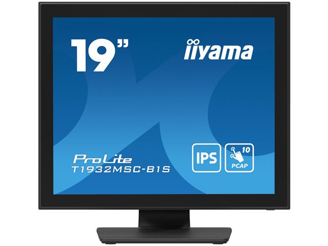 iiyama ProLite monitor T1932MSC-B1S 19", Projective Capacitive 10pt touch, IPS, Scratch resistant, Edge to edge glass, 5:4, HDMI, DisplayPort, Water and dust protection image 0