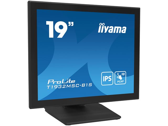 iiyama ProLite monitor T1932MSC-B1S 19", Projective Capacitive 10pt touch, IPS, Scratch resistant, Edge to edge glass, 5:4, HDMI, DisplayPort, Water and dust protection image 1