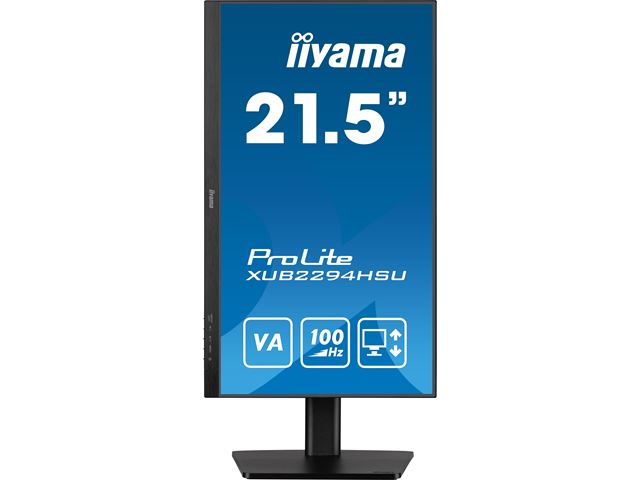 iiyama ProLite monitor XUB2294HSU-B6 22" VA panel, 3-side borderless design, height adjustable stand, 100Hz refresh rate, HDMI, DP image 1