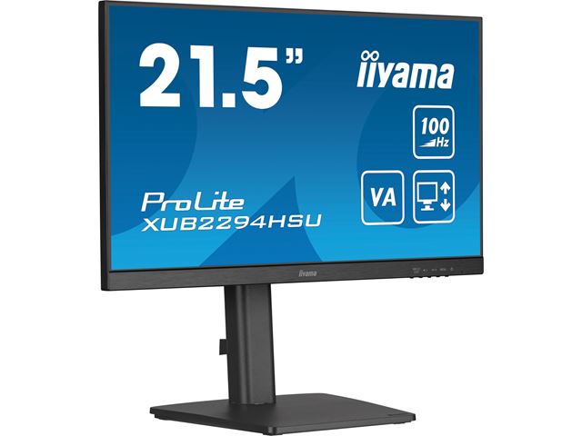 iiyama ProLite monitor XUB2294HSU-B6 22" VA panel, 3-side borderless design, height adjustable stand, 100Hz refresh rate, HDMI, DP image 2