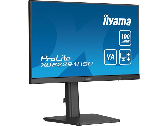 iiyama ProLite monitor XUB2294HSU-B6 22" VA panel, 3-side borderless design, height adjustable stand, 100Hz refresh rate, HDMI, DP image 3