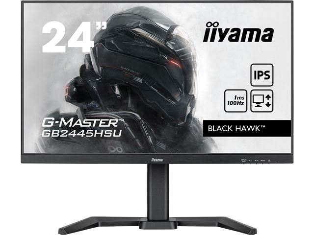 iiyama G-Master Black Hawk gaming monitor GB2445HSU-B1 24" Height Adjustable, Black, IPS, 100Hz, 1ms, FreeSync, HDMI, Display Port, USB Hub image 0