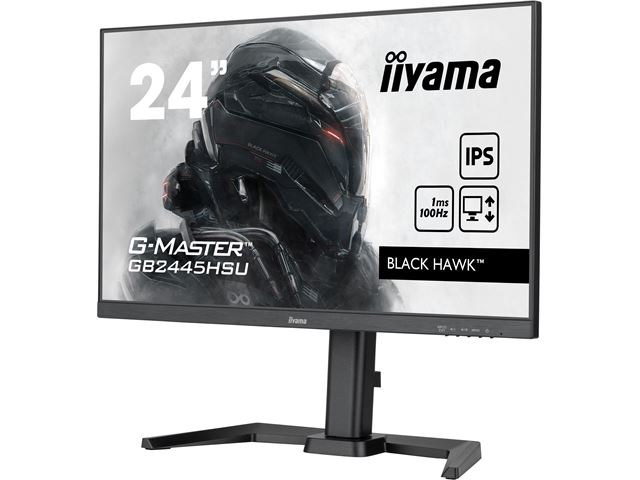 iiyama G-Master Black Hawk gaming monitor GB2445HSU-B1 24" Height Adjustable, Black, IPS, 100Hz, 1ms, FreeSync, HDMI, Display Port, USB Hub image 4